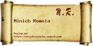 Minich Romola névjegykártya